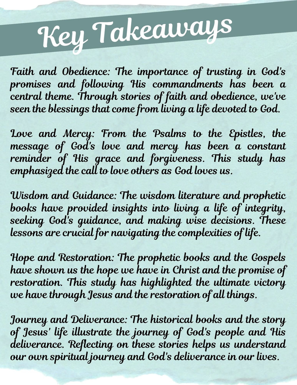 Journey Through Scripture- One Year Bible Reading Plan