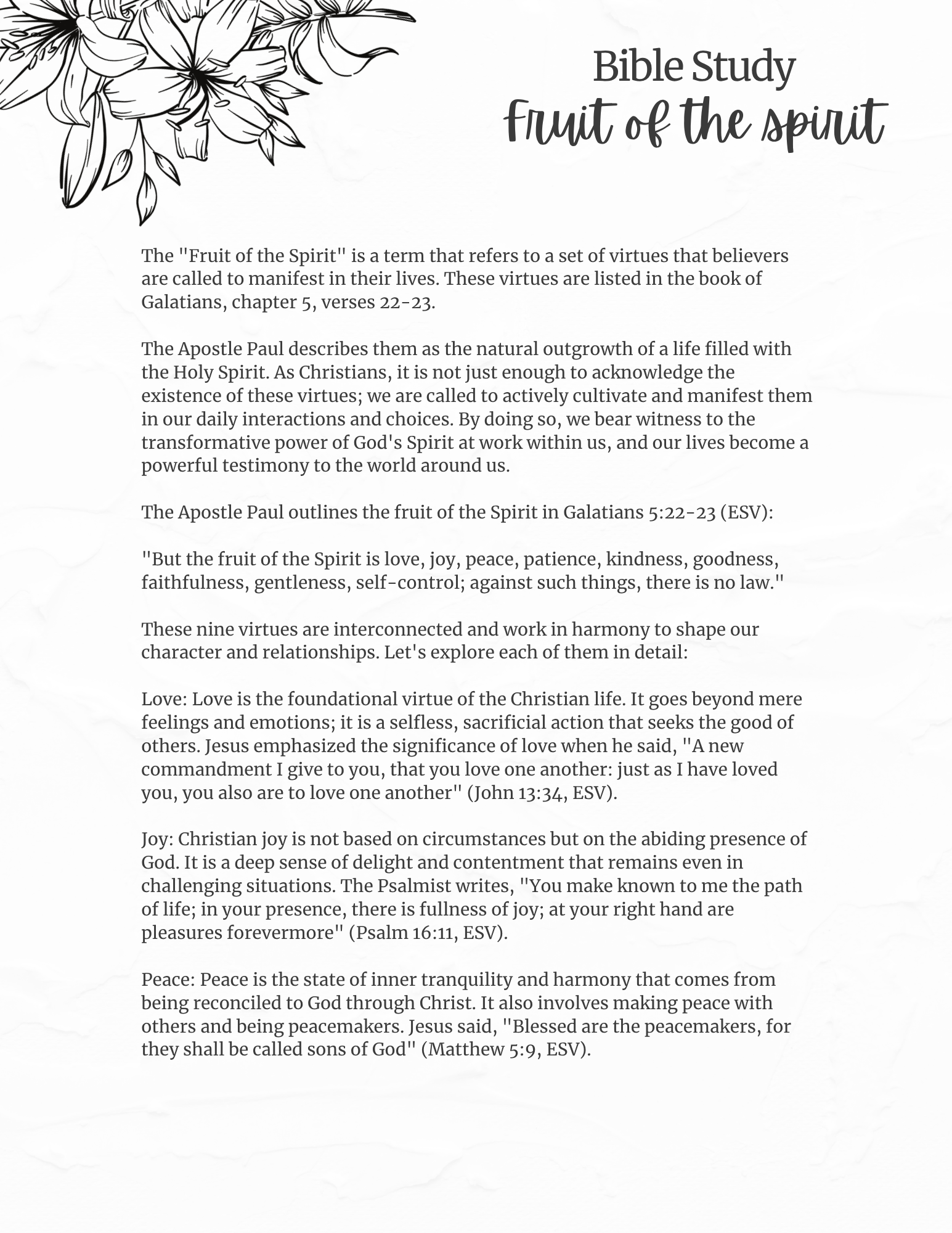 Fruit of The Spirit Bible Study