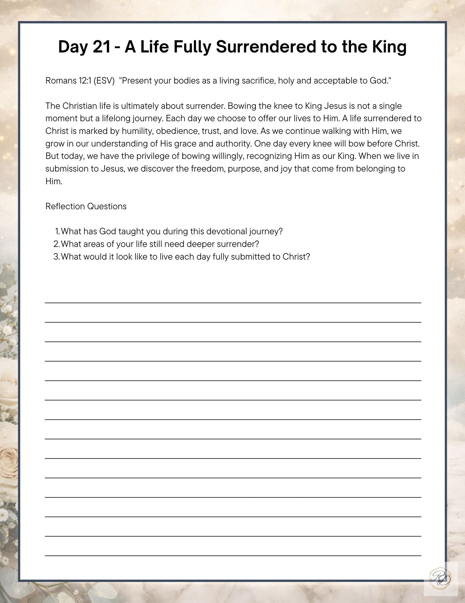 Bowing the knee to King Jesus: A 21 Day Devotional