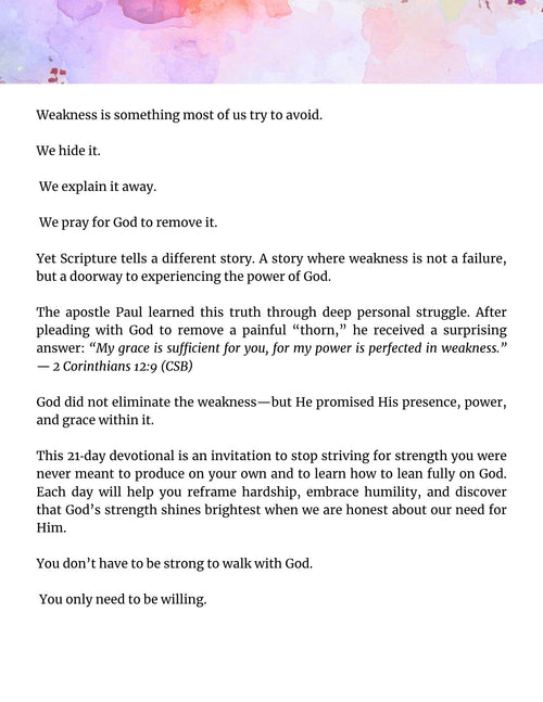 God's Strength in my Weakness- 21 Day Journal