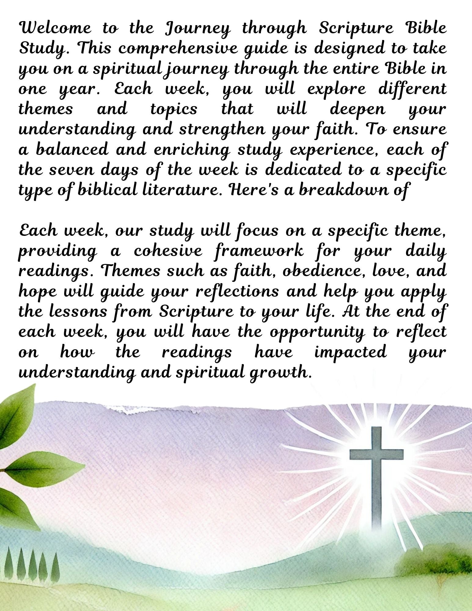 Journey Through Scripture- One Year Bible Reading Plan