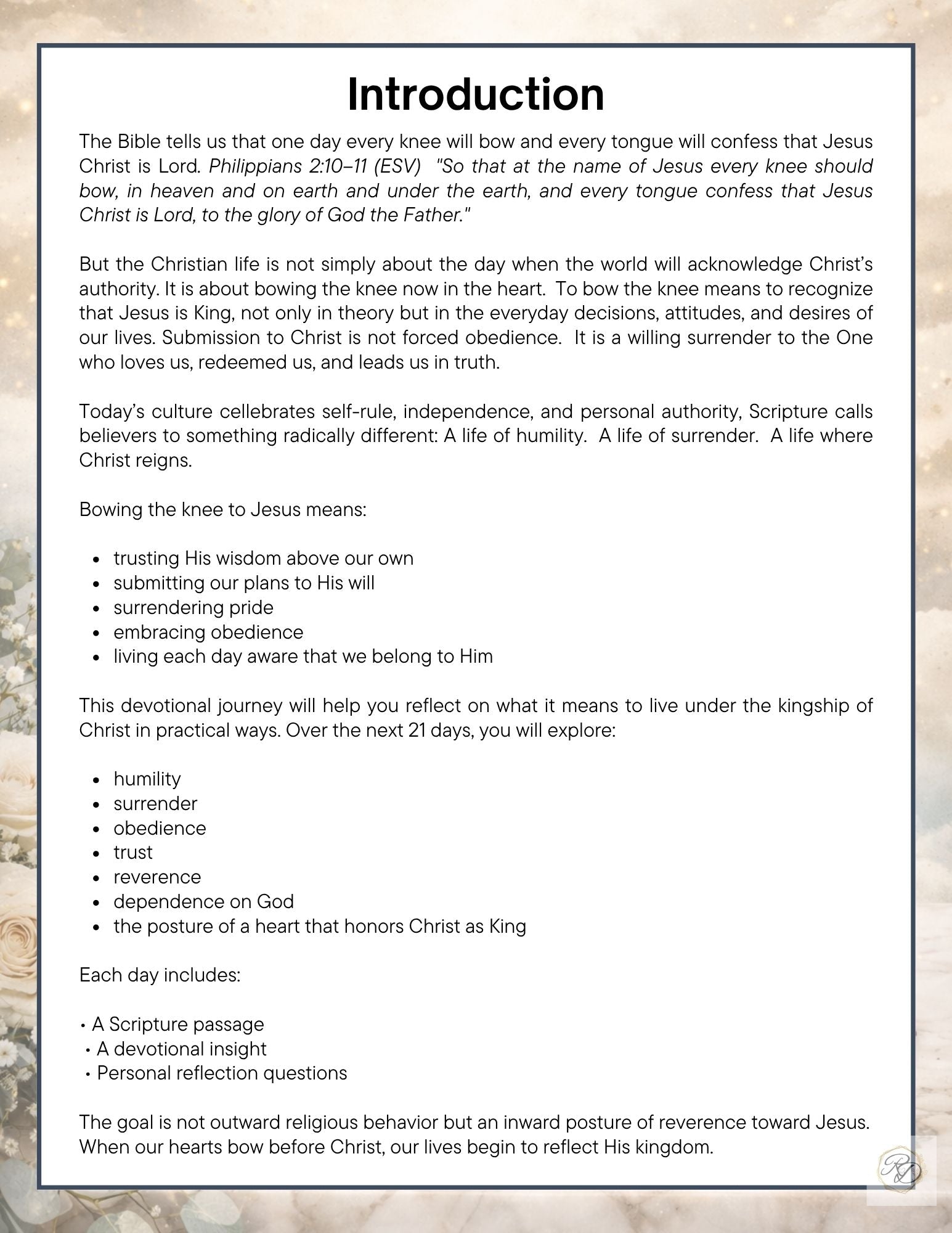 Bowing the knee to King Jesus: A 21 Day Devotional