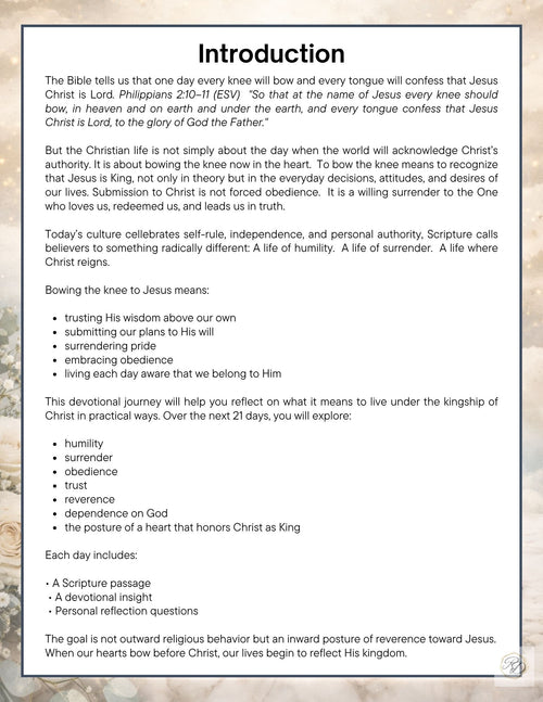 Bowing the knee to King Jesus: A 21 Day Devotional