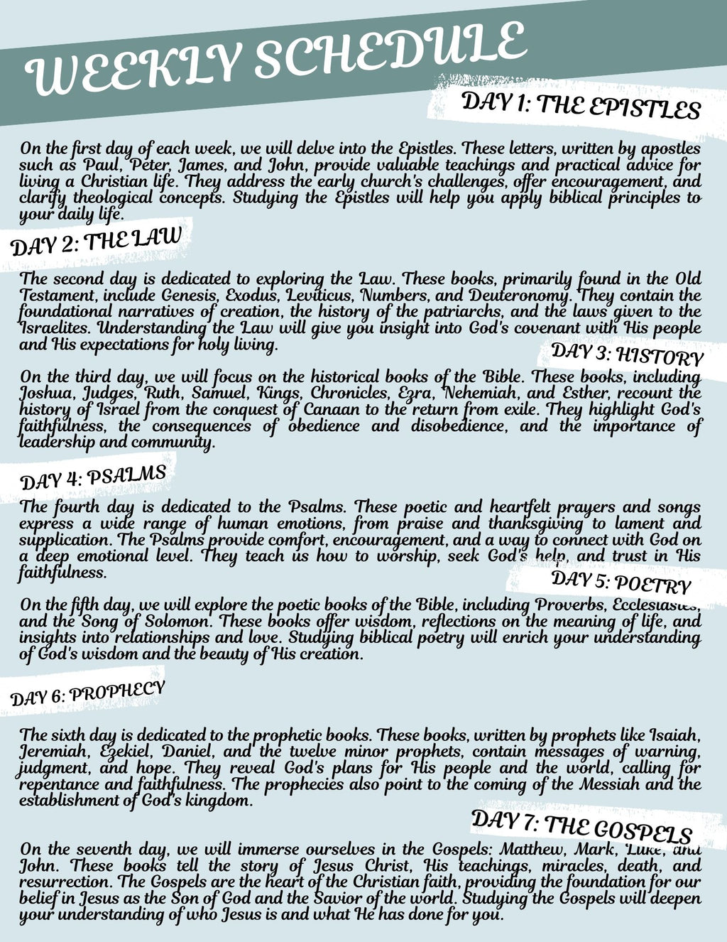 Journey Through Scripture- One Year Bible Reading Plan