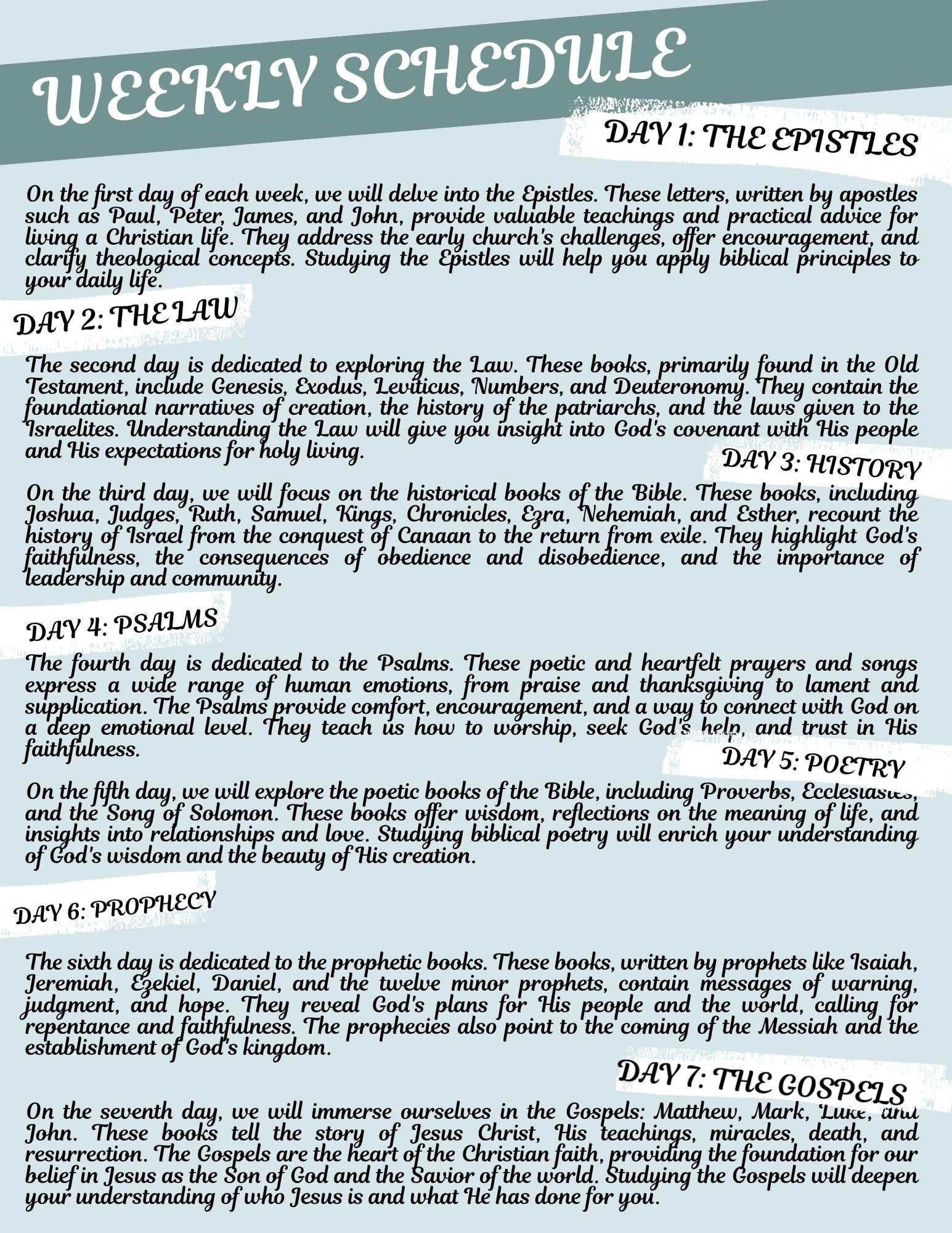 Journey Through Scripture- One Year Bible Reading Plan