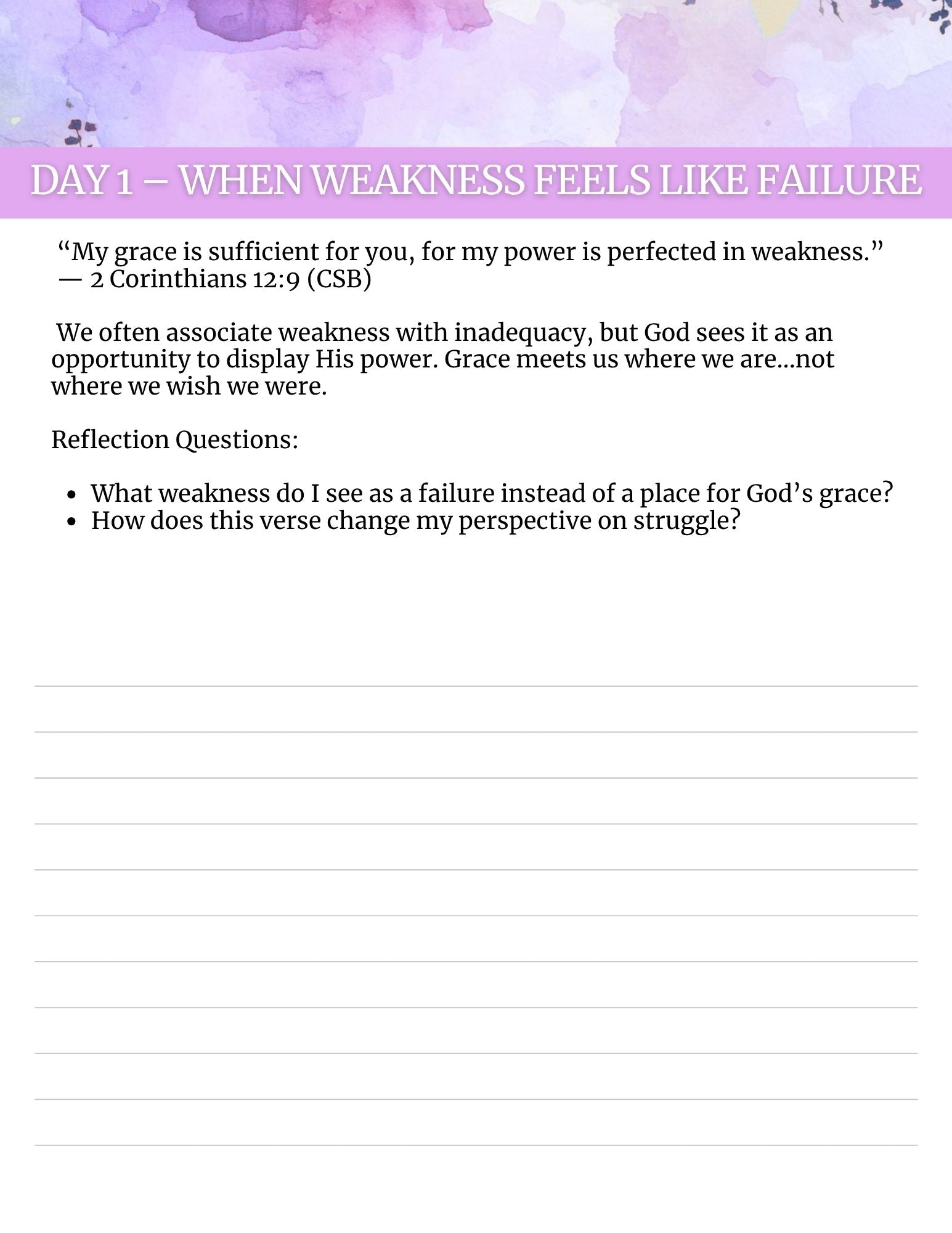 God's Strength in my Weakness- 21 Day Journal