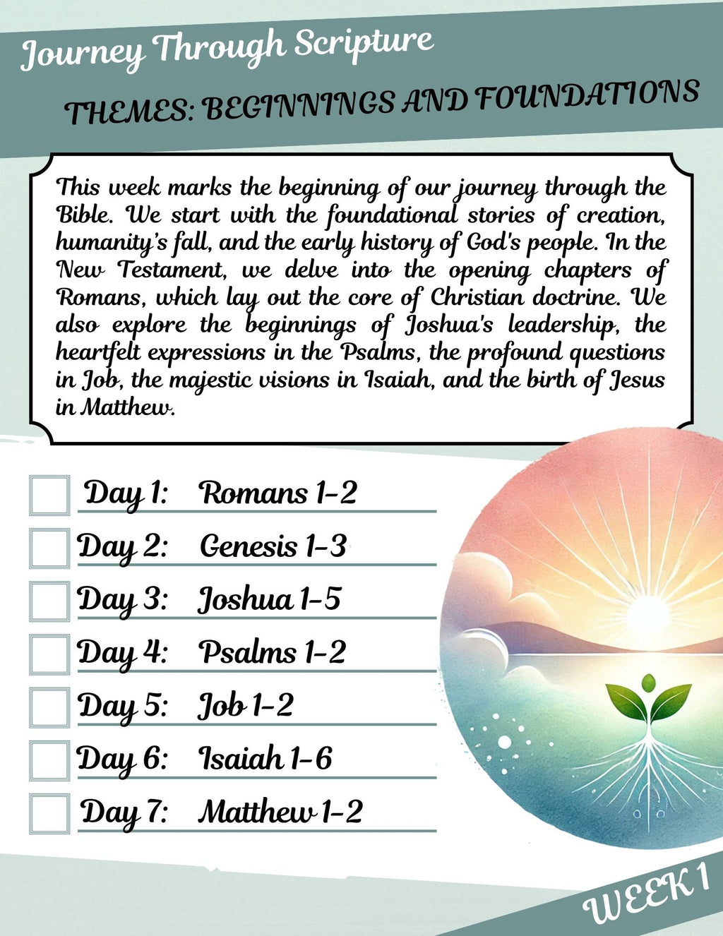 Journey Through Scripture- One Year Bible Reading Plan