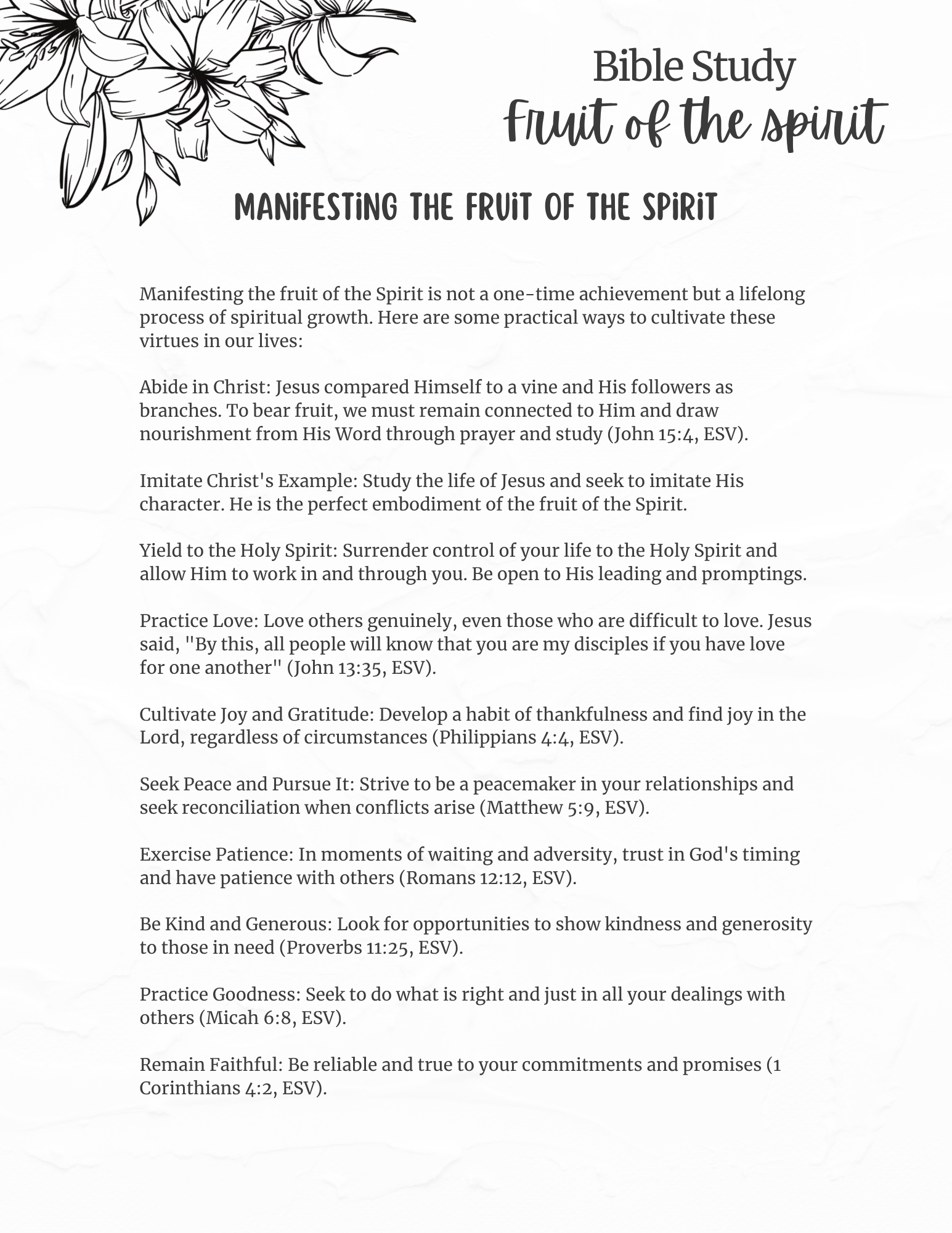 Fruit of The Spirit Bible Study