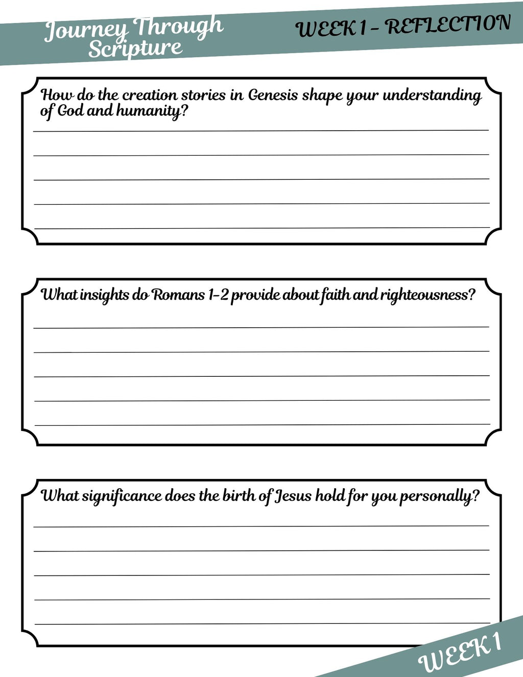 Journey Through Scripture- One Year Bible Reading Plan